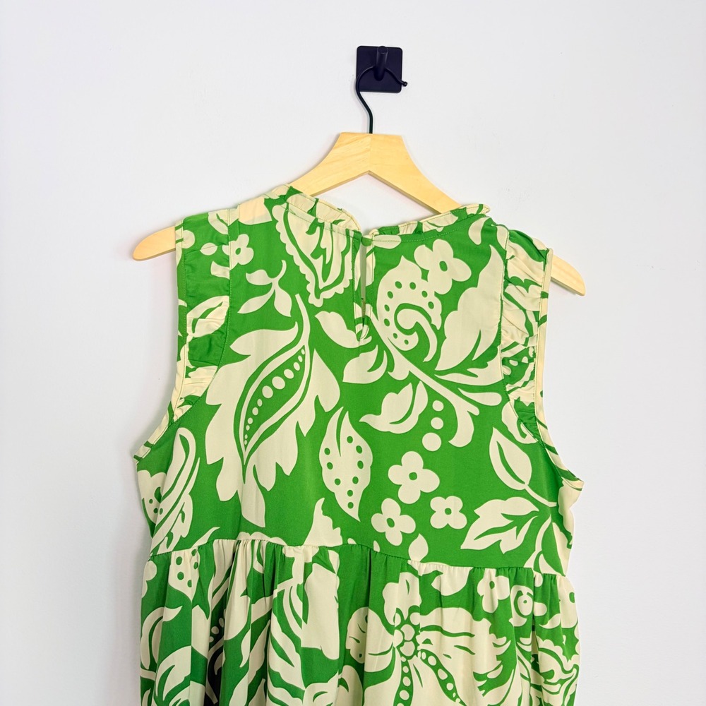 Umgee USA Green Floral Print Mock Neck Ruffle Tiered Midi Dress Women Size S - Picture 7 of 8